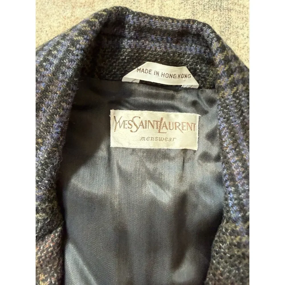 VTG 80’s Yves Saint Laurent Multicolor Tweed Wool Blazer Sports Coat Mens 38R